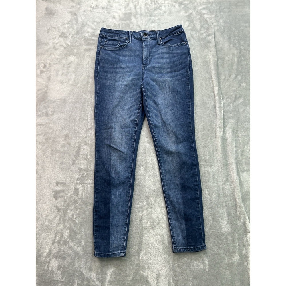 Seven7 Jeans Womens Sz 10 Blue Mid Rise Skinny Faded Whiskered Denim Casual Pant
